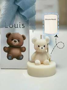 迷你毛绒熊硅胶模具，3D可爱熊蜡烛模具，DIY创意针织熊制作模具，创新蜡烛硅胶模具，用于石膏蜡工艺 - 白色 - 查看 6