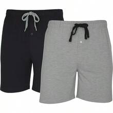 Mens 2 Pack Cotton Sleep Short,5 Inseam, Comfortable And Breathable, Assorted Colors - 灰色 - 查看 1