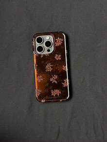 Merrad 优质棕色花卉全屏双层手机壳适用于 iPhone 16 Pro Max、15、14、13 Pro Max、12、11 亚克力