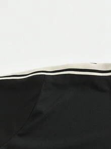 2 件男士夏季休闲运动套装，侧条纹抽绳腰部宽松短裤和长裤，短袖 T 恤上下套装，时尚男装 - 黑色 - 查看 8