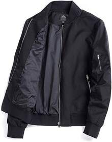 TACVASEN Chaqueta para hombre, ligera, informal, primavera, otoño, fina, con cremallera, bolsillos - Negro - Ver 5