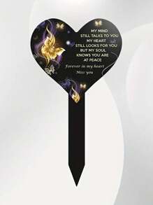 1 件亚克力心形纪念桩，适用于户外花园墓地 - 耐用且耐候的纪念碑，用于纪念亲人，安装无需电力 - 黑色 - 查看 5