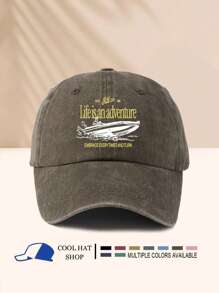 Vintage Washed "Ship Yellow Letter" Adjustable Baseball Cap - Lightweight Polyester, Ideal For Outdoor Activities & Gifts, Outdoor Sports Cap | Vintage Style Cap | Lightweight Headgear