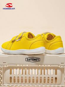 HOBIBEAR 儿童宽头宽松休闲运动鞋，适合男孩和女孩，舒适的户外步行鞋，适合所有季节的简约设计，柔软的幼儿皮鞋 - 金色 - 查看 5