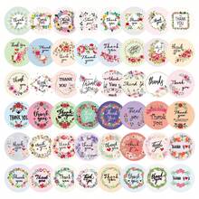 500pcs Assorted Floral "Thank You" English Text Stickers, 48 Patterns, 1-Inch Round Labels For Scrapbooking, Cards, Envelopes, Gift Wrapping, Suitable For Daily And Holiday Parties, PVC Waterproof Stickers