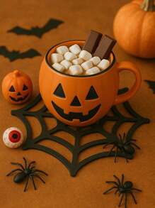 1 pièce Dessous de verre toile d'araignée noire d'Halloween - Tapis de boisson décoratifs noirs pour table, tasses à café, tasses citrouille - Dessous de verre d'Halloween pour fête, maison, cuisine, bar Décoration d'Halloween Décoration d'automne Décoration de chambre Décoration d'automne
