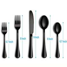 Juego de cubertería de 30 piezas de acero inoxidable negro PVD, servicio para 6 personas, cubiertos negros brillantes y duraderos para el hogar y la cocina, incluye cuchillo, cuchara y tenedor