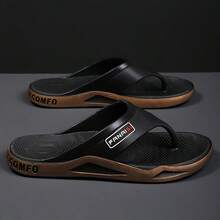 New Fashion Women's Sandals Flip Flops, Lightweight Open Toe Casual Flats, Soft Sole Indoor And Outdoor Slippers, Suitable For Beach And Pool, Unisex - 黑金 - 查看 5