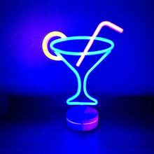 1pc High Brightness Wine Glass & Bar Neon Sign, Beer, Cocktail Glass, Bar Beer Bottle Size 13.9x5.7in (Approx. 35.5x14.5cm), Battery Or USB Powered Desk & Wall Decor Light, Suitable For Girls' Dorm Room, Wedding Anniversary, Bar, Hotel, Supermarket, Valentine's Day, Mother's Day, Birthday Party, Christmas And Home Decor, Men's Game Room Background Lighting - Wine Glass BAR Neon Light - View 54