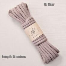 带芯棉绳，6毫米 x 5米粗花边绳，用于壁挂、植物吊架、工艺品、礼品包装和婚礼装饰的扭纹花边棉绳，米色花边绳，圣诞工艺品