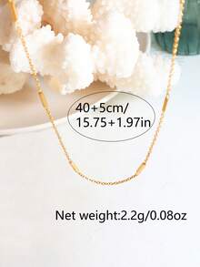 Tkool 1 chiếc vòng cổ thủ công hình chữ nhật bằng thép không gỉ nhiều lớp chống thấm nước cho kỳ nghỉ bãi biển dành cho nữ, phụ kiện hàng ngày, quà tặng (Số lượng hình chữ nhật ngẫu nhiên) - Vàng - Xem 5