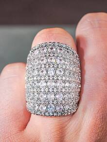 1 件奢华方晶锆石戒指，适合女士婚礼订婚派对珠宝情人节礼物