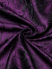 Purple Floral Paisley Mens Long Sleeves Shirt - Casual Formal Button Top For Dinner Party - Màu tím - Xem 4
