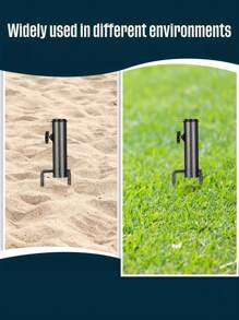 2pcs Heavy-Duty Metal Umbrella Stand Holder, Adjustable Portable Spiral Ground Anchor For Flag, Umbrella, Fishing Rod, Outdoor Park & Beach Use, Fits Soil & Lawn, 14in Insertion Depth