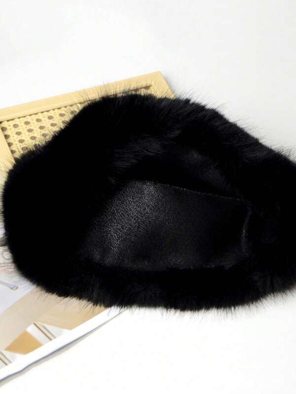 1PC Hat Women's Winter New Thick Warm Fashion Simple Fisherman's Hat Imitation Mink Hair Ladies Mongolian Hat Warm And Comfortable Shade