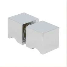 110x100cm Corner Frameless Shower Screen With Chrome Brackets, Brass Hinges & Square Knob Handle - Stylish Modern Bathroom Accessory