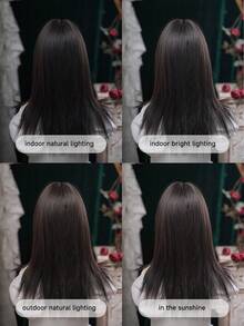 alicegarden 1 件合成耐热短直假发，黑棕色刘海式假发，22 英尺长，日常使用，自然逼真的假发（不含配件） - 黑棕色 - 查看 8