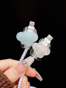 5pcs/Set Cloud Resin Design Compatible With [European Version 20W Charger Protective Case] Cable Protector Compatible With IPhone11/12/13/14/15/16Promax Data Cable Anti-Bend Cable Organizer, Cable Fixer, Anti-Break Cable, TPU Charger Head Protective Shell Cable Sleeve - Multicolor - View 4