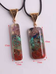 1 件 7 脉轮多色宝石铜线吊坠项链，树脂涂层天然宝石，男女皆宜的精神瑜伽疗愈珠宝 - 項鍊 - 查看 7