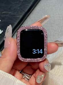 2个闪亮水晶水钻保护壳，镂空硬质PC手表壳，兼容38/40/41/42/44/45/46/49mm Series Ultra/SE/11/10/9/8/7/6/5/4/3/2/1，粉色+红色 - 鏤空粉紅+紅色 - 查看 4