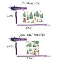 1Set Watercolor Pine Tree Jungle Animals Wall Stickers, Wildlife Woodland Forest Tree Fox Deer Bear Wall Decals,For Playroom,Bedroom,Living Room Home Decor - Multicolor - View 8