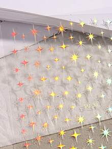 3 Fogli di adesivi per unghie a forma di stella con effetto dorato e laser, viola, rosa e a croce, decorazioni per unghie 3D carine, accessori fai-da-te per unghie