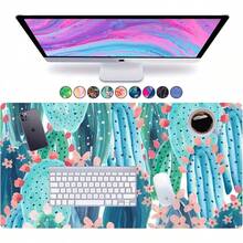 French KOKO Desk, Large Desk Pad Large Mouse Pad Cute Desk Accessories Home Office Essentials XL Desk Desk Pad Keyboard Mouse Desk Pads On Top Of Desks Computer Pink Floral Women Girls - Cute Cactus - 查看 1