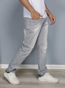Men's Slim Fit Premium Lycra Jeans Direct From The Factory Black GREY Wash