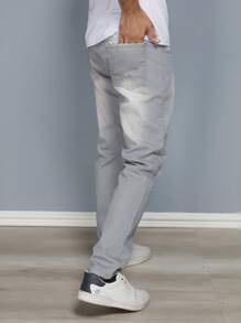 Men's Slim Fit Premium Lycra Jeans Direct From The Factory Black GREY Wash
