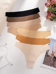 7 件女式无缝低腰性感比基尼内裤，舒适健身/运动内衣 - 彩色 - 查看 6