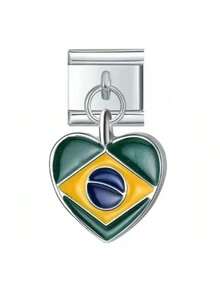 2025 New Fashion Modular National Flag Pendant Elastic Charm Italian Links Fit 9mm Bracelet Making Women DIY Jewelry - A - View 19