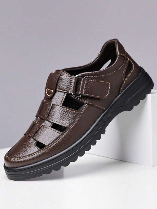 Herren Lässig Sandalen, mit Lochausstanzung an der Oberseite für Sommerdurchlüftung, weiche Polsterung an der Oberseite mit gepolsterter Sohle, Klettverschluss für einfaches An- und Ausziehen - perfekt für Outdoor-Wanderungen, tägliche Fahrten, Lässig veranstaltungen und verschiedene Anwendungen