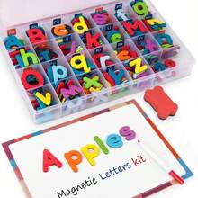 114/234-Piece Magnetic Alphabet Set - Uppercase & Lowercase Foam Letters, Educational Toy For Classroom Kids Learning Spelling, Includes Magnetic Board & Storage Box For Easy Organization(Color Random) - Multicolor - View 5