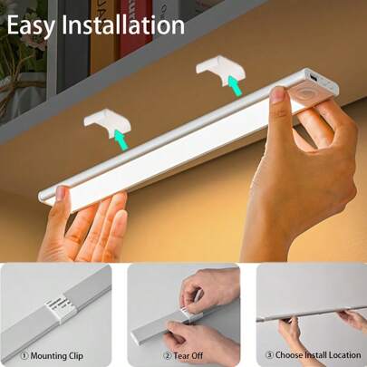 1pc Rechargeable Cabinet Light, Motion Sensor Light, USB Rechargeable LED Night Light, Three Light Colors Adjustable Cabinet Light, Wireless Magnetic Mounting Wall Lamp For Cabinet Kitchen Wardrobe Hallway Bedside