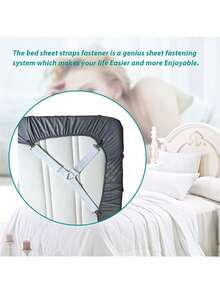 4 件可调节弹性床单绑带紧固件套装 - 针织床单固定器，用于固定床上用品 - 仅可手洗，防滑夹子适用于床垫、沙发和桌布 - 通用床单夹 - 彩色 - 查看 6