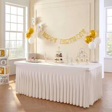 1 件或 2 件象牙色氨纶桌布，适用于矩形餐桌的简易弹性桌布，抗皱可洗，弹性花园桌裙，适用于婚礼、派对、生日、酒店、贸易展装饰 - 彩色 - 查看 4