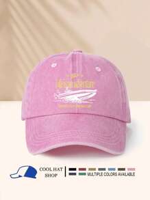 Vintage Washed "Ship Yellow Letter" Adjustable Baseball Cap - Lightweight Polyester, Ideal For Outdoor Activities & Gifts, Outdoor Sports Cap | Vintage Style Cap | Lightweight Headgear