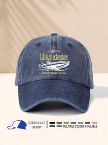 Vintage Washed "Ship Yellow Letter" Adjustable Baseball Cap - Lightweight Polyester, Ideal For Outdoor Activities & Gifts, Outdoor Sports Cap | Vintage Style Cap | Lightweight Headgear