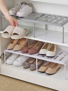 1个/2个纯色可拆卸伸缩分层鞋架，节省空间，适用于厨房、客厅、宿舍等场所，塑料材质，可放置鞋拖鞋，可放置于房门、床底、浴室、衣帽间等位置，加厚可伸缩鞋架。（提示：首页有安装视频）