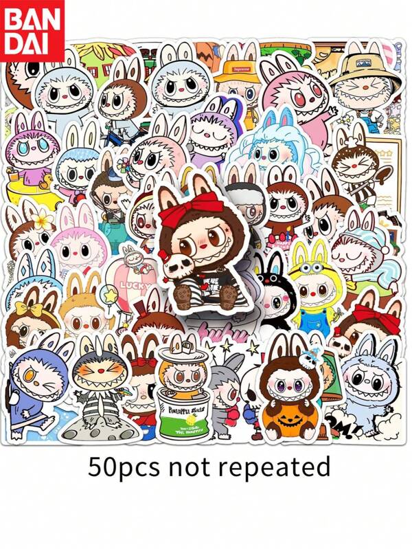 bandai 50pcs BANDAI, Rabbit Stickers, Cute Labu Stickers, Cartoon Rabbit Elf Stickers, Waterproof Decorations, Suitable For Mobile Phones, Computers, Water Bottles, Skateboards, Laptops, Desks, And DIY Projects. High Quality PVC Stickers - Vibrant Character Designs With Detailed Artworks, Skateboard Stickers