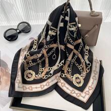 1 Stück Eleganter Damen Ketten Muster 70cm kleiner quadratischer Schal, modischer Allrounder Halstuch, Taillengürtel, Taschendekoration Chiffon Halsschal, geeignet für den täglichen Gebrauch