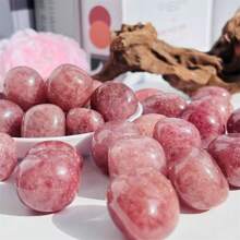 3pcs/5pcs Natural Polished Strawberry Quartz Tumbled Stones, Aromatherapy Stones, For Home Decor, Office Decor, Holiday Gifts, Etc.