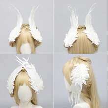 2个优雅白色天使翅膀发夹，天鹅羽毛发卡，适合婚礼角色扮演摄影道具、派对节日发饰、天鹅造型发夹（适合摄影角色扮演）、仙女新娘装扮发饰、优雅圣诞派对装饰 - 彩色 - 查看 5