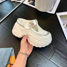 Ciabatte estive con plateau e suola spessa, scarpe con punta regolabile in altezza, scarpe resistenti all'usura con suola morbida
