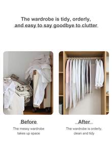 5pcs/Set Clothes Dust Cover, Household Transparent Waterproof Coat And Suit Hanging Bag, Hanging Clothes Dust Bag