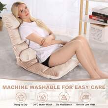 Floor Chair With Back Support Folding Chair With 5 Adjustable Position, Padded Sleeper Bed, Floor Gaming Chair, Meditation Chair For Adults  Folding Lazy Chair,Gaming Sofa Chair With Back Cushion, Comfy Single Padded Lounge Sleeper Recliner With Side Pocket And Removable Cover,  Floor Chair Seat Padded Lazy Sleeper Recliner Lounge Chair With Backrest - Màu Khaki - Xem 4