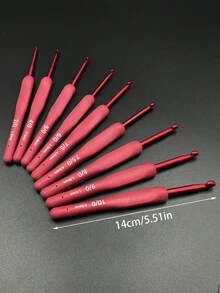1pc Soft Handle Crochet Hook Set, 2.0-6.0mm, DIY Handcraft Knitting Tool, Aluminum Oxide Crochet Hooks With Silicone Anti-Slip Grip - Burgundy - View 5