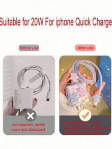 Bộ 4 miếng bảo vệ đầu sạc hình ngôi sao nhiều màu sắc, cáp dữ liệu chống gãy, tương thích với iPhone 12/13/14/15/16 và bộ sạc nhanh 20W, dụng cụ cố định cáp dữ liệu, cáp chống gãy, miếng bảo vệ đầu sạc TPU - Nhiều màu - Xem 5