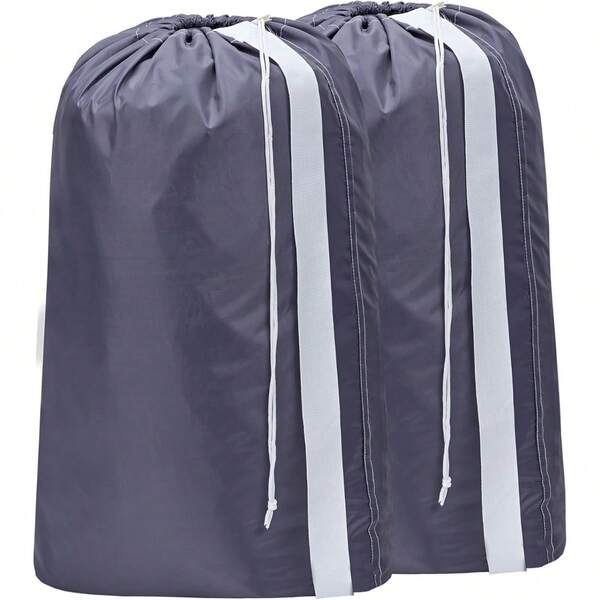 2 Pack XL Nylon Laundry Bag With Strap, Large Dirty Garments Organizer, Easy Fit A Hamper Or Clothing Basket, Can Carry Up To 4 Loads Of Clothes