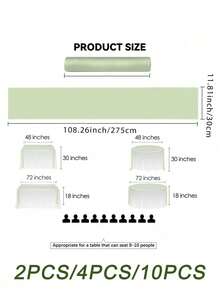 10pcs 30*275cm Wedding Satin Tablecloths, Sage Green/Dark Green Silk Tablecloths For Banquet Tables, Suitable For Rectangular/Round Dining Tables - Green - View 4